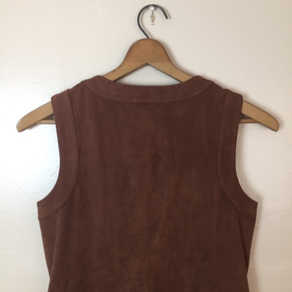 [1.State] Brown Faux Suede Henley Sleeveless Dress - Picture 11 of 12